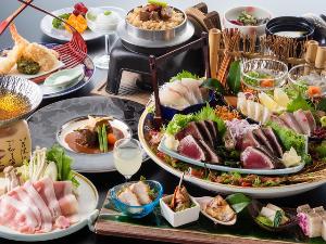【旬彩物語／雪見コース】四万十ポークのアゴ出汁鍋に和牛ほほ肉のブレゼ、旬魚の御造り＆鰹タタキ付