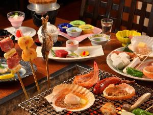 囲炉裏会席「初太郎物語」夏は網焼きをメインにしたお献立。※一例