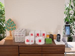 アメニティバイキング　お部屋に備え付けていないアメニティはこちらよりご自由にお取りいただけます。