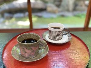 清水焼のカップで京コーヒーをご提供♪※朝食時のみ提供
