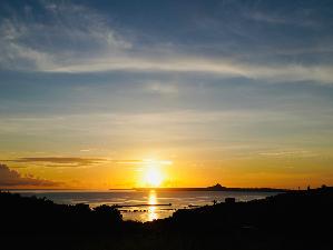 メインデッキから見える夕日（夏）
