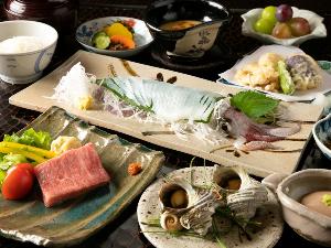 玄界灘の魚介類を用いた会席料理