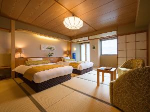日本海を一望できる「海側和室ツインベッド」新しいお部屋で寛ぎのひと時をお過ごしください