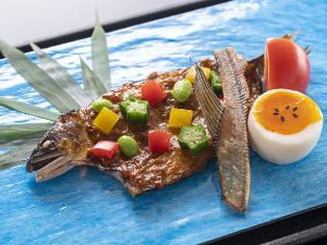 【天然アユ創作焼き】料理長イチオシ！奇跡の清流仁淀川で育った天然アユを濃厚な味噌の創作焼きに