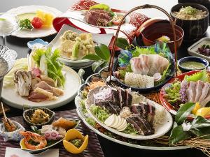 【旬彩物語／雪見コース】土佐極鶏あしずりキングの柚子塩鍋やクエの天麩羅、旬魚の御造り＆鰹タタキ付