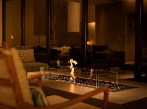 バイオエタノールという再生可能資源を利用した暖炉。夜は暖かな炎で癒されます。