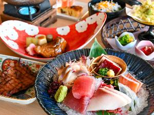 松島近海の鮮魚や地元で獲れた春野菜をご堪能下さい。春のグレードアップ会席「銀河」