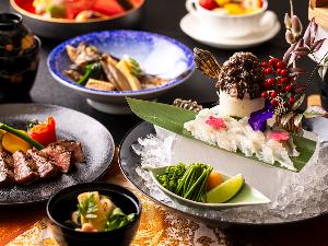 【料理長特選／美食会席】＜新鮮な瀬戸内の幸と、旨みあふれる高森牛＞ どちらも食せる、贅沢グルメ会席