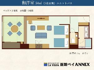 【和洋室】54平米／函館山側