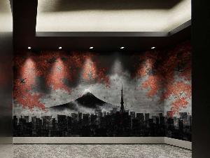 【エレベーターホール】実力派アーティスト柏原晋平作の迫力あるウォールアートを展示　東京の四季を演出