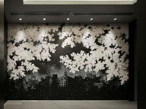 【エレベーターホール】実力派アーティスト柏原晋平作の迫力あるウォールアートを展示　東京の四季を演出