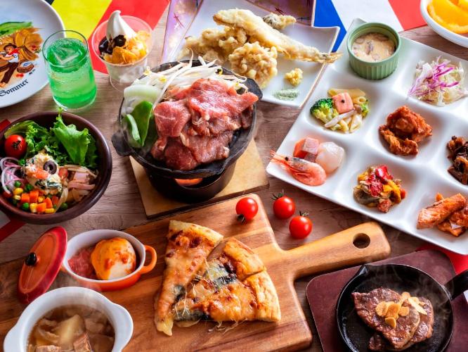 【夕食一例】自分でつくるジンギスカンやピザなど、思い思いのお食事をお楽しみいただけます