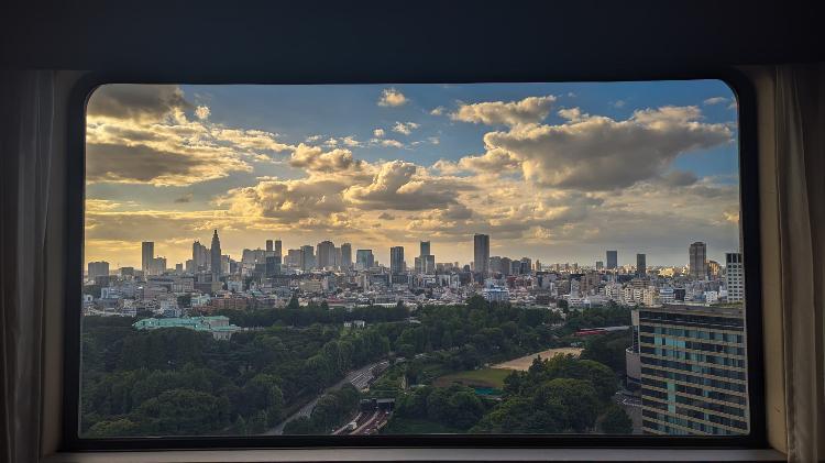 【日本庭園側】ガーデンタワーから臨む、日本庭園・新宿のビル群方面の景色（イメージ）
