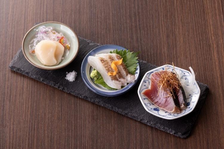 【夕食】刺身三種（夕食メニュー一例）
