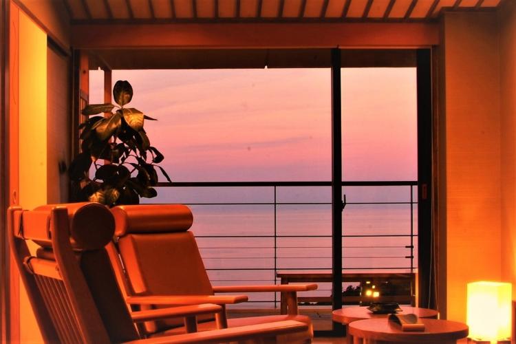 【暁の抄/洋室ツイン/眺望:海/沸かし湯】最上階5階にある限定3室のアジアンルームからの眺めは絶景です