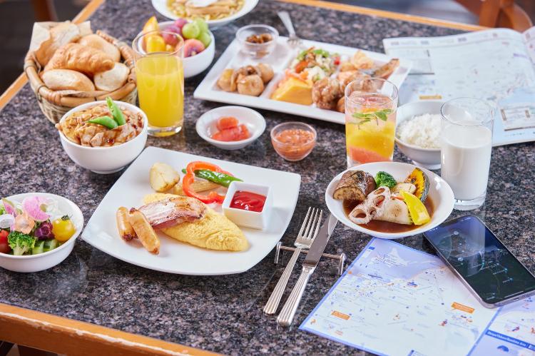 石狩湾を一望できるレストランからの朝食になります。ブッフェの一部です