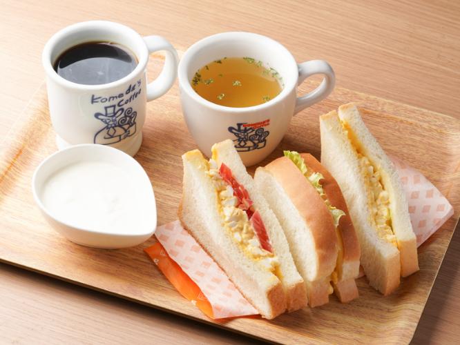 ■コメダ珈琲店の選べる朝食■ホテルに宿泊したお客様だけが選べる5種類のオリジナルセットメニューをご用意。その日の気分に合わせてお選びください。