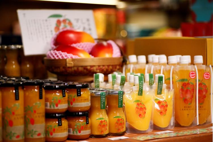 【琉球の風（リゾート内】お土産におすすめ、南国が感じられるメイドイン宮古島の食品や、離島の名産品を取り揃えております。