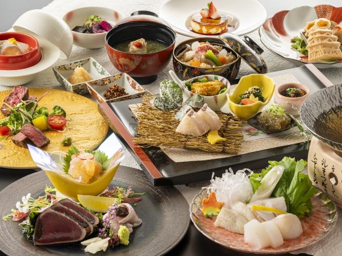 「冬めくとさ匠心会席」本九絵とふぐのお鍋にゆすはら牛、鰹の藁焼きタタキなど土佐らしい冬の和会席
