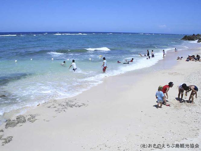 【周辺観光】「屋子母ビーチ」　水平線には与論島や沖縄本島が望めます