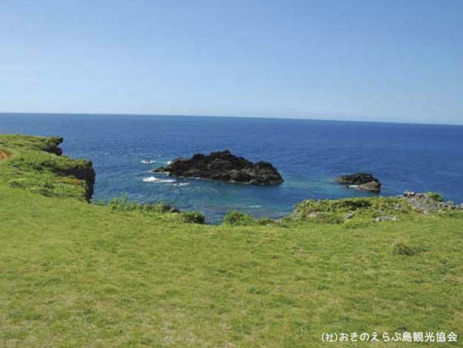 【周辺観光】「半崎」　島の真ん中北側の断崖絶壁の景勝地です