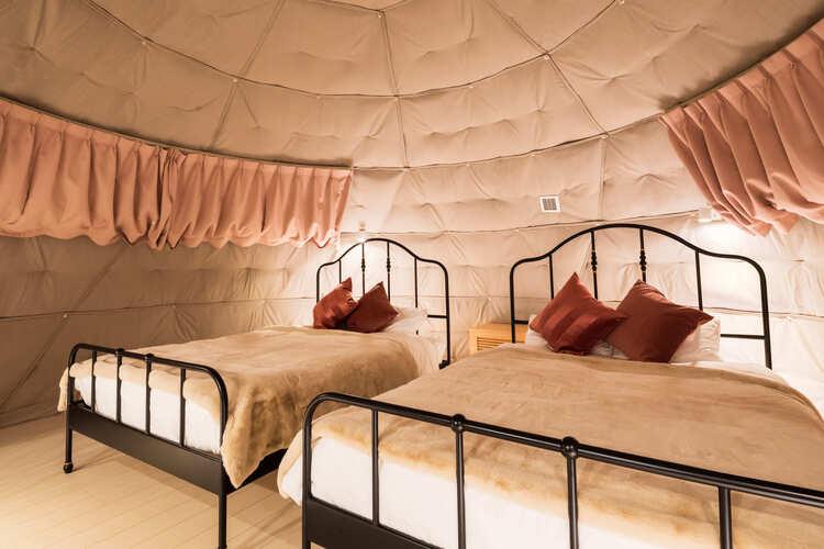スーペリアスイートB：グランピング施設には珍しい2ベッドのお部屋。カップルやご夫婦、女子会におすすめ