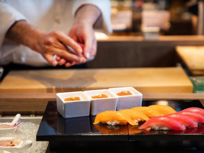 【青函市場・夕食一例】厳選した旬のネタを本格的な握りでお楽しみいただけます。(季節により変更)