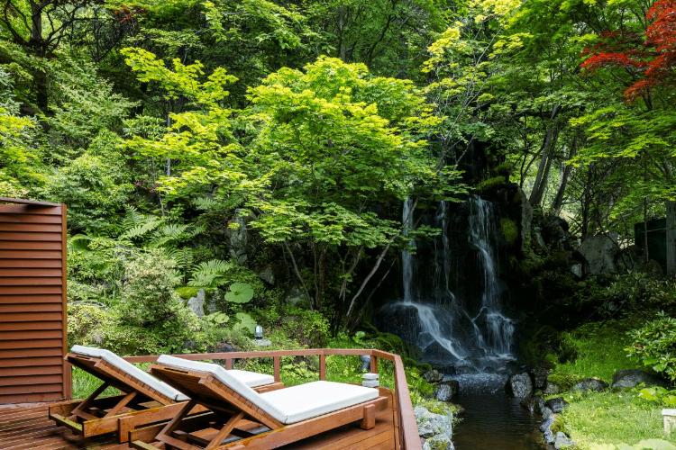 鬼サウナ／芽吹く緑に心癒される春のサ活。四季折々の景色が旅に彩りを添えます。（一例）