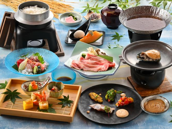 夕食　夏の基本会席　※2025年6月15日（日）頃から2025年9月14日（日）頃までの献立例です。