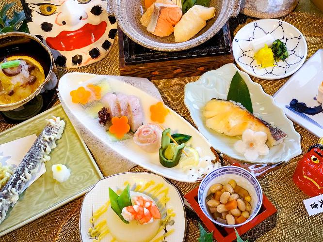 ■懐石一例■四季の移ろいを一皿ごとに映した、地元の恵みを活かした懐石料理
