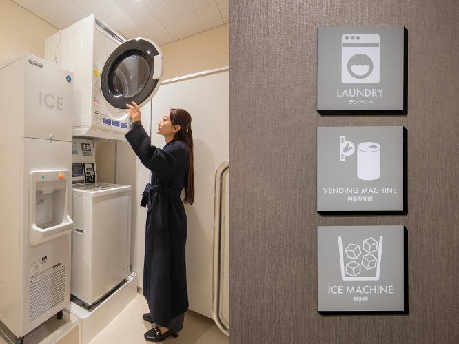 【施設】洗濯機、乾燥機、自動販売機、氷製機24時間利用可能。長期滞在も快適にお過ごしいただけます♪