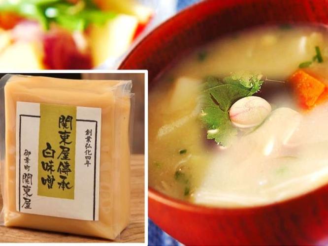 【朝食】白味噌は創業160年の京都「関東屋」のものを使用しております。