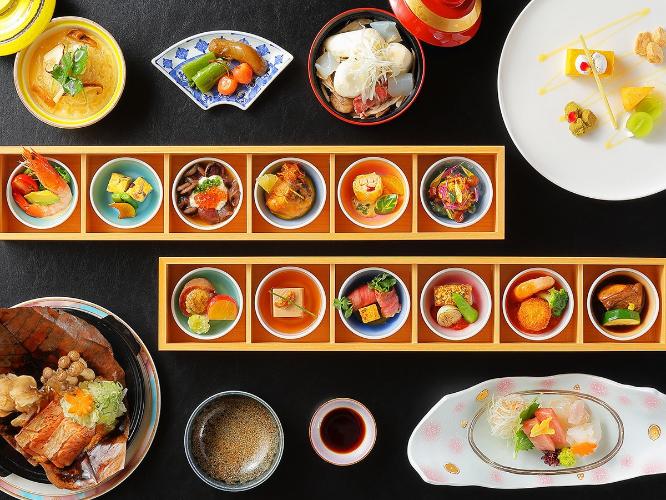 【口福旬彩会席】和洋中の調理人が、旬の食材を活かした多彩な小鉢料理が楽しめます