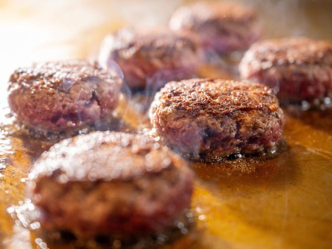 能登牛、能登豚のハンバーグ。パンにはさんでハンバーガーにしても◎｜夕食提供イメージ