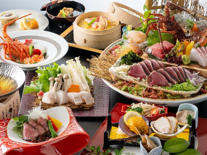【旬彩物語／竜潮コース】幻の高級魚本クエとふぐのお鍋に、黒毛和牛ステーキを食す冬の究極グルメコース