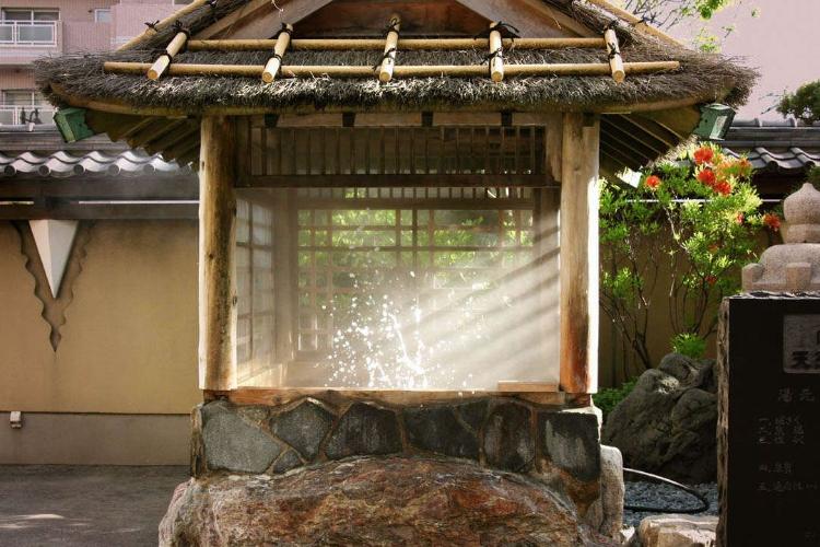 自家源泉が滾々と湧き出る東屋