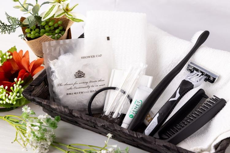 環境に配慮した素材を使用したアパホテルオリジナルのハイグレードアメニティセット。