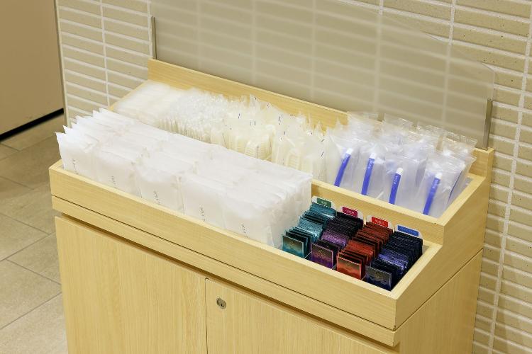 ホテル1階アメニティコーナーから必要な物をお持ちください