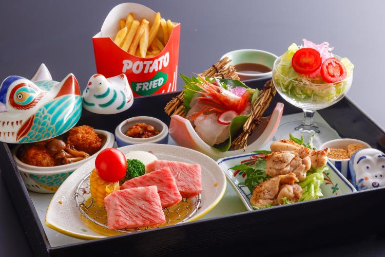 鳥取和牛と地鶏のわんぱくステーキセット(お子様セットのプランでご宿泊の場合は、追加2,200円で変更できます。)