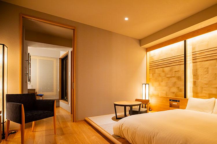 【函館山側】◆喫煙◆ 露天風呂付デラックスダブル(28平米)<BR>【函館山側】◇禁煙◇ 露天風呂付デラックスダブル(28平米)