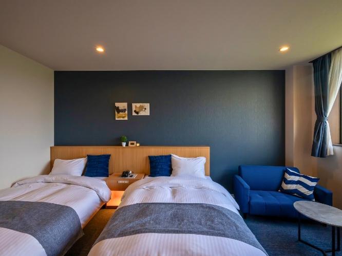 「海いろツイン」松島の海や空の青を基調にしたお部屋。