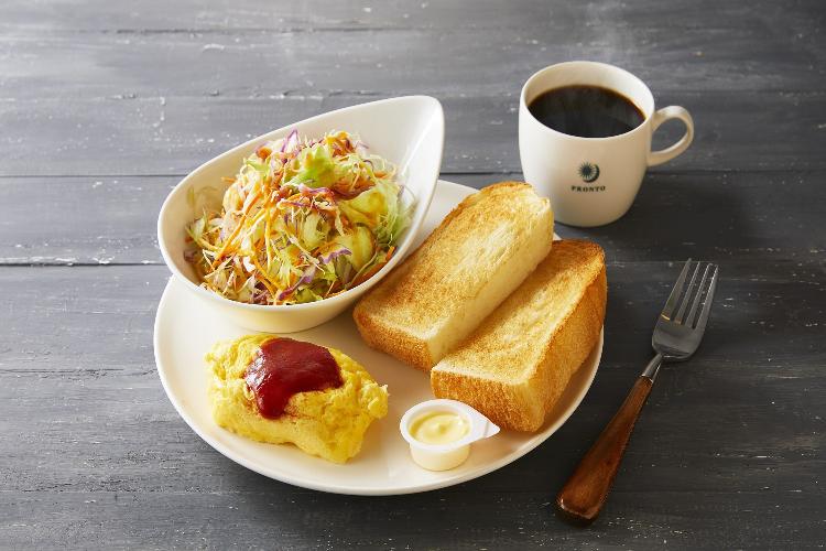 【モーニングメニュー】HOTEL MORNING SET 3.トースト＋チーズオムレツ＋サラダ＋スープ＋ドリンク