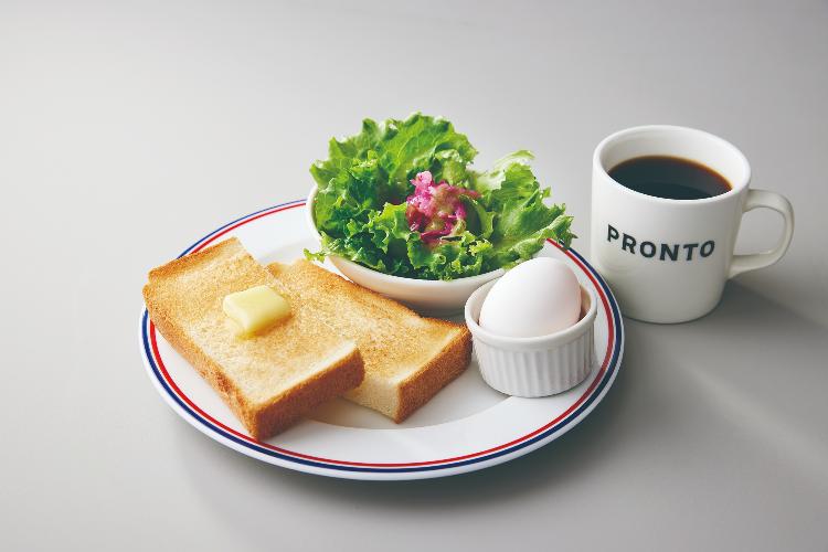 【モーニングメニュー】HOTEL MORNING SET 1.トースト＋サラダ＋ゆで卵orヨーグルト＋スープ＋ドリンク